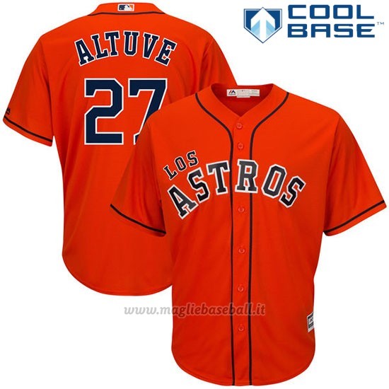 Maglia Baseball Uomo Houston Astros Jose Altuve Arancione Autentico Majestic Cool Base